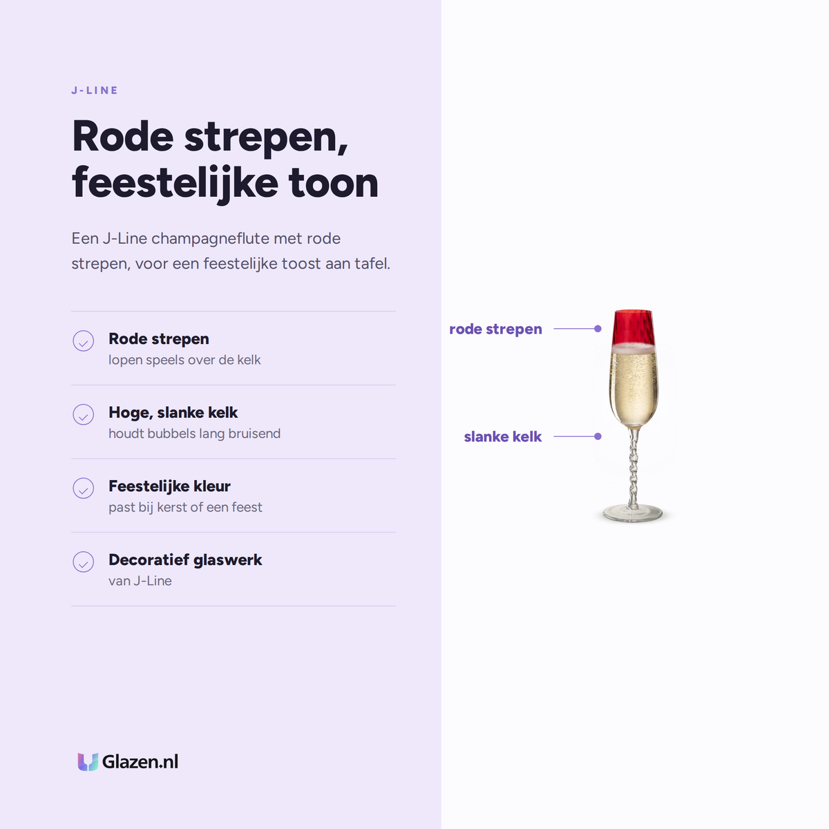 Eigenschappen van J-Line Champagneglas Gestreept Rood