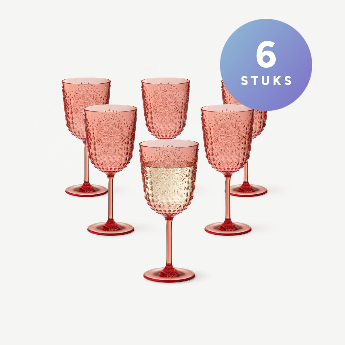 J-Line Wijnglas 41,4 Cl Kunststof Rood - 6 Stuks, set van 6