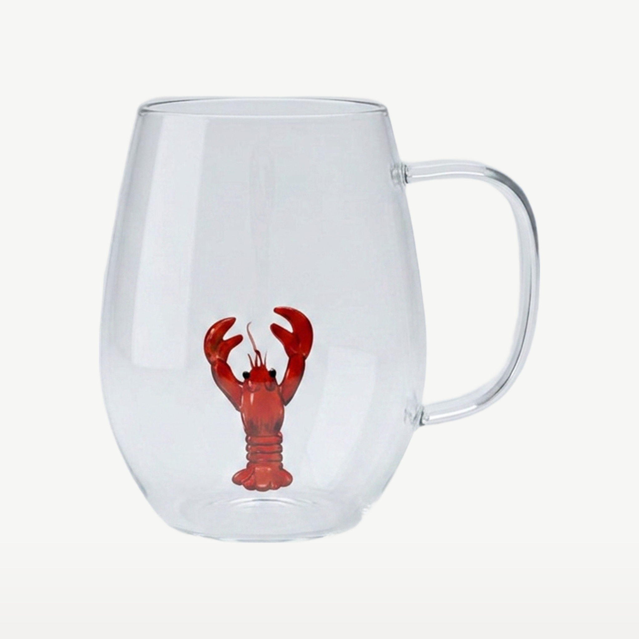J-Line Waterglas Kreeft/Krab Transparant/Rood Assorti - Glazen.nl