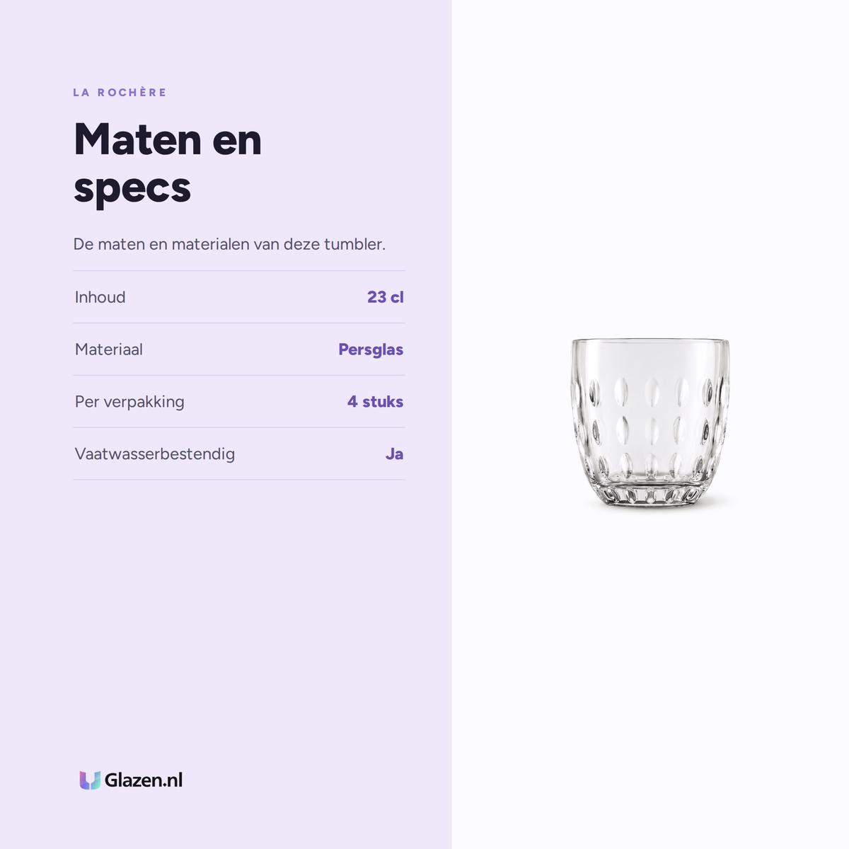 La Rochère Troquet Tumblers 23 Cl Assorti - 4 Stuks specificaties