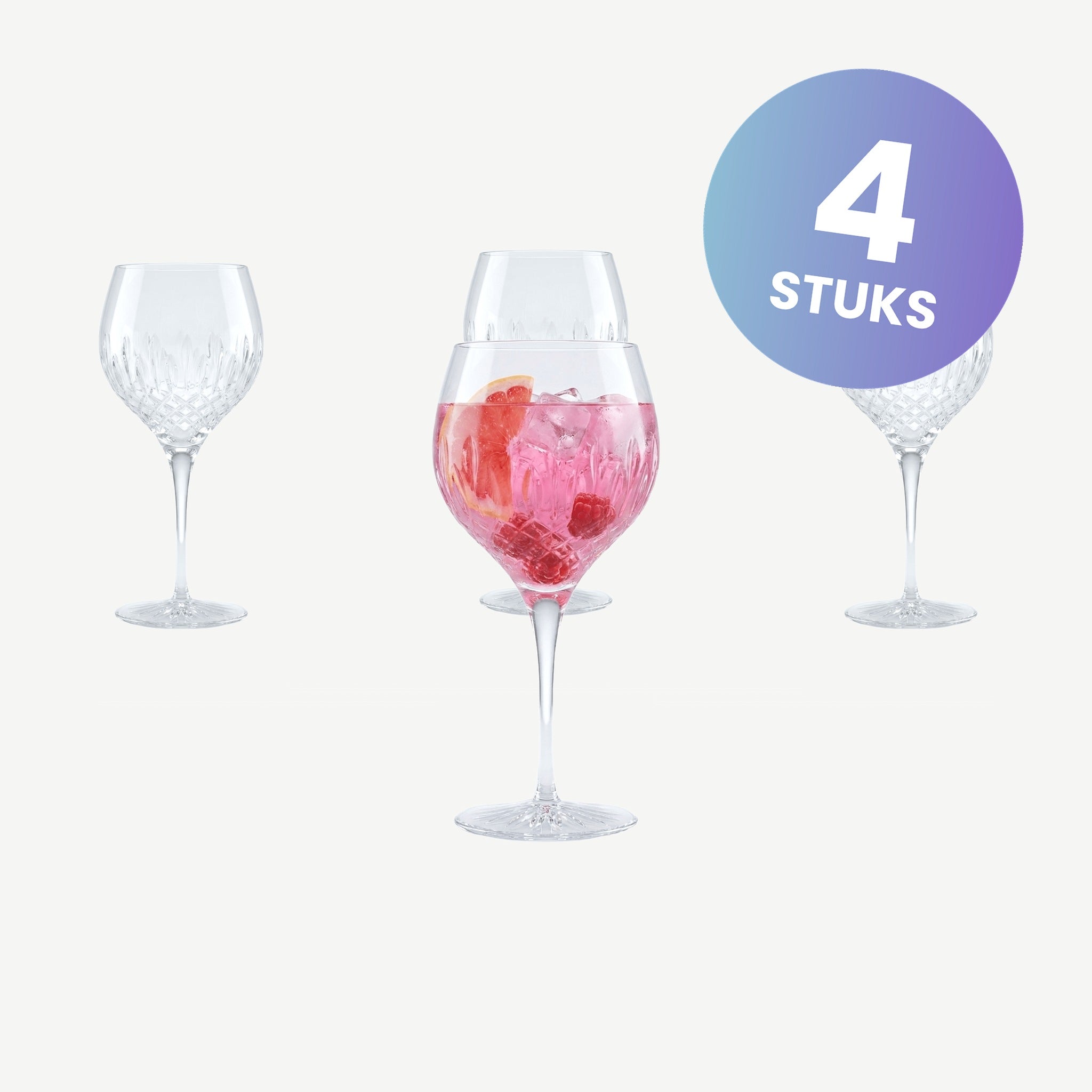 Luigi Bormioli Diamante Gin Tonic Glas 65 Cl  - set van 4 glazen