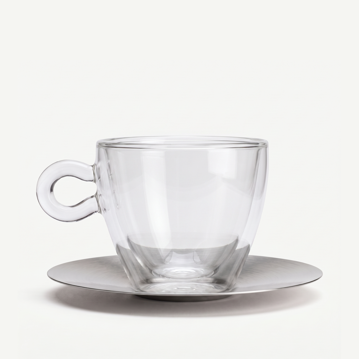 Luigi Bormioli Thermic Glass koffieglas 30 cl leeg op rvs schotel