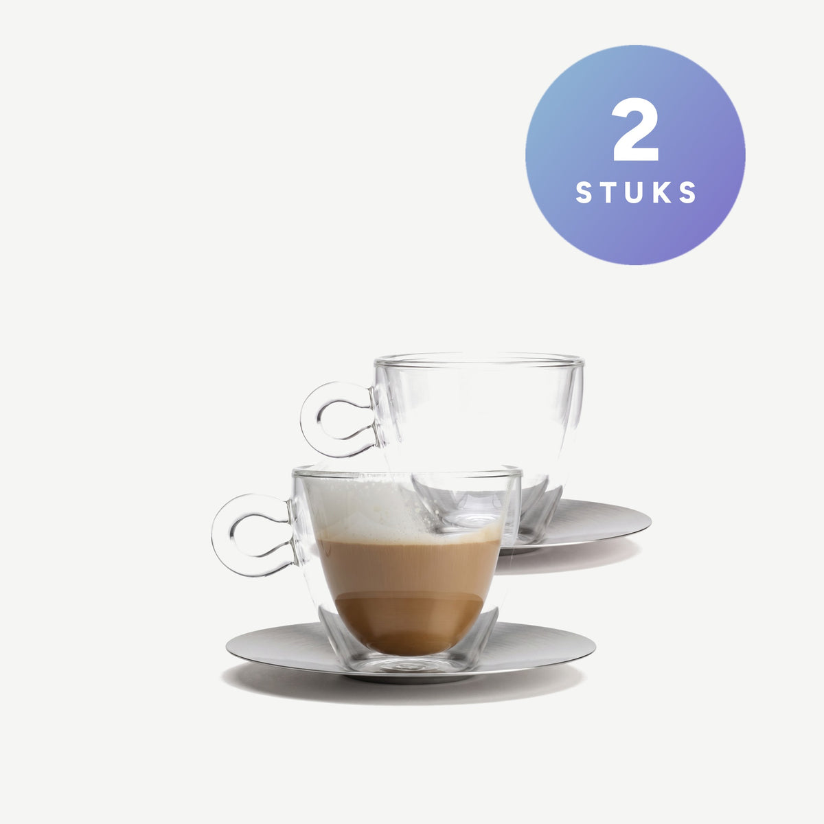 Luigi Bormioli Thermic Glass Koffieglas 30 Cl Met Rvs Schotel - 2 Stuks als set van 2