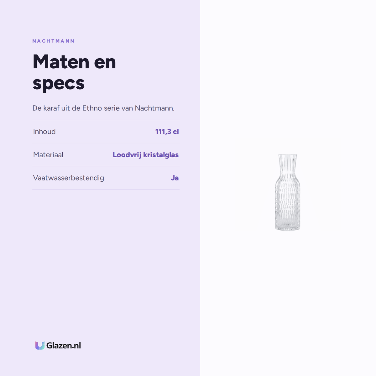 Maten en specs van Nachtmann Ethno Karaf 111,3 Cl