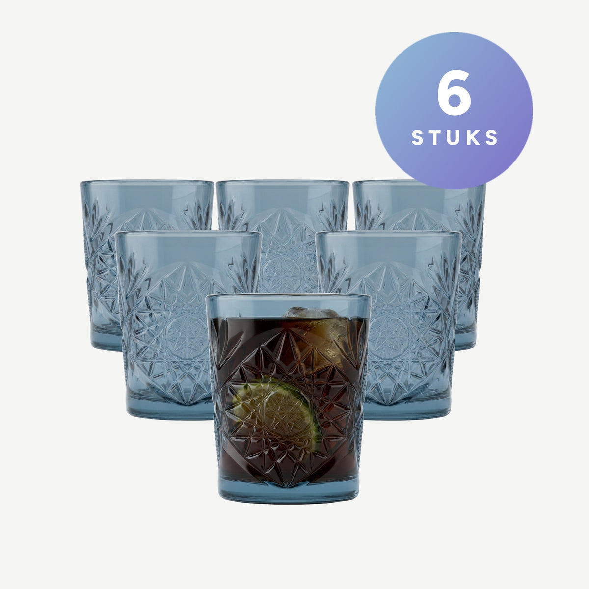 Onis Icon Tumbler 35 Cl Blauw set van 6 glazen