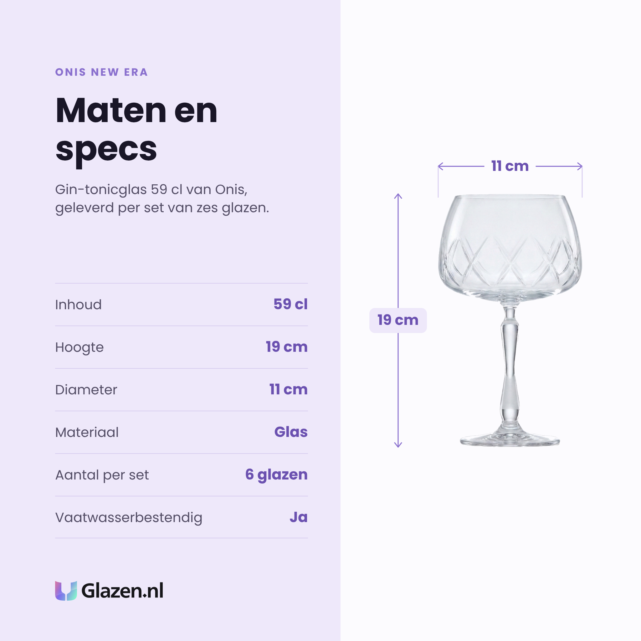 Onis New Era gin-tonicglas 59 cl specificaties: inhoud 59 cl, hoogte 19 cm, diameter 11 cm, glas, set van 6