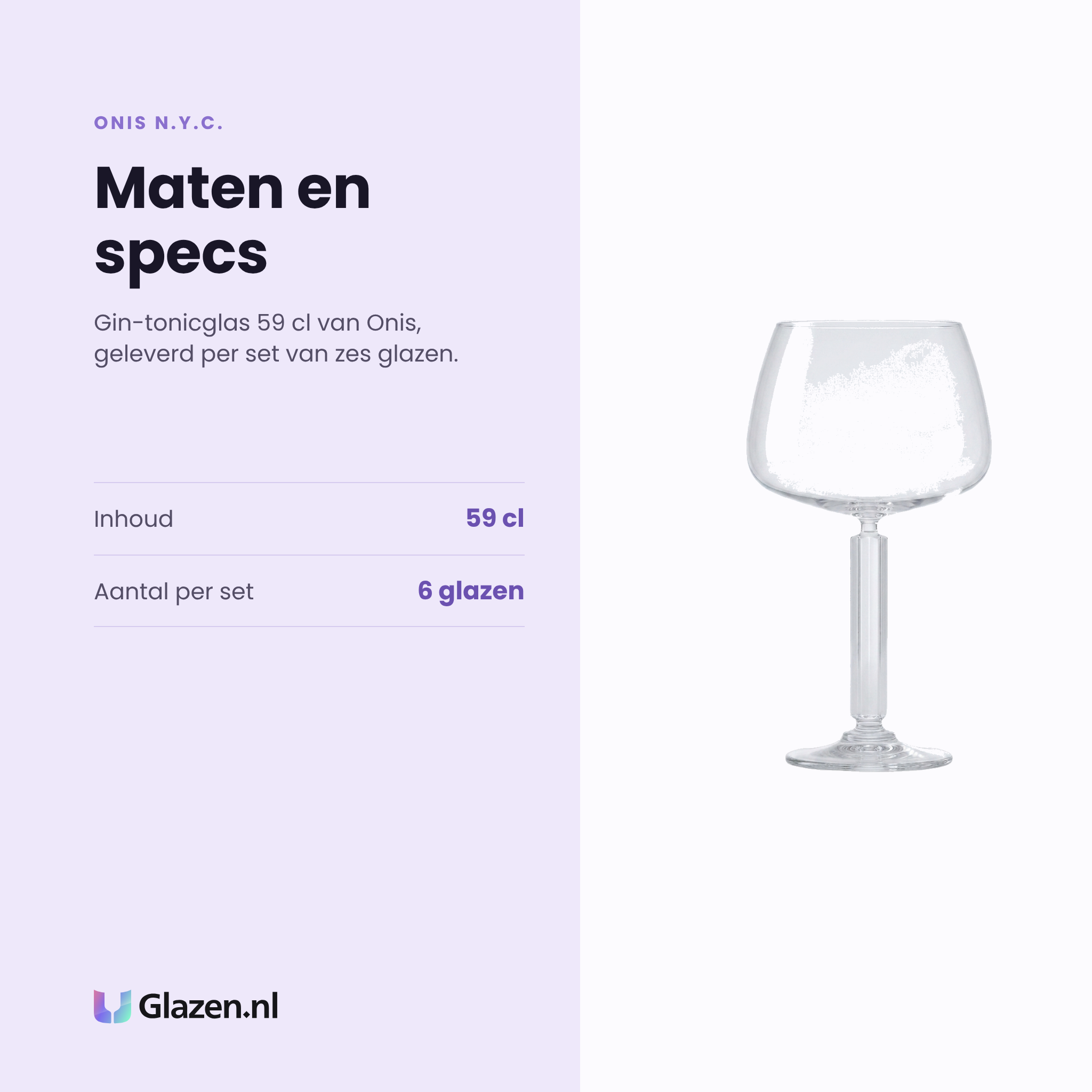 Onis N.Y.C. gin-tonicglas 59 cl specificaties: inhoud 59 cl, set van 6