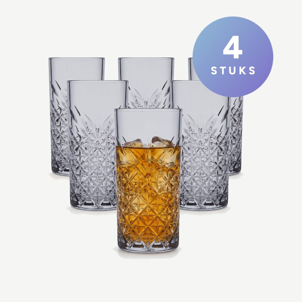 Pasabahce Timeless Longdrinkglas 45 Cl Grijs set van 4 glazen