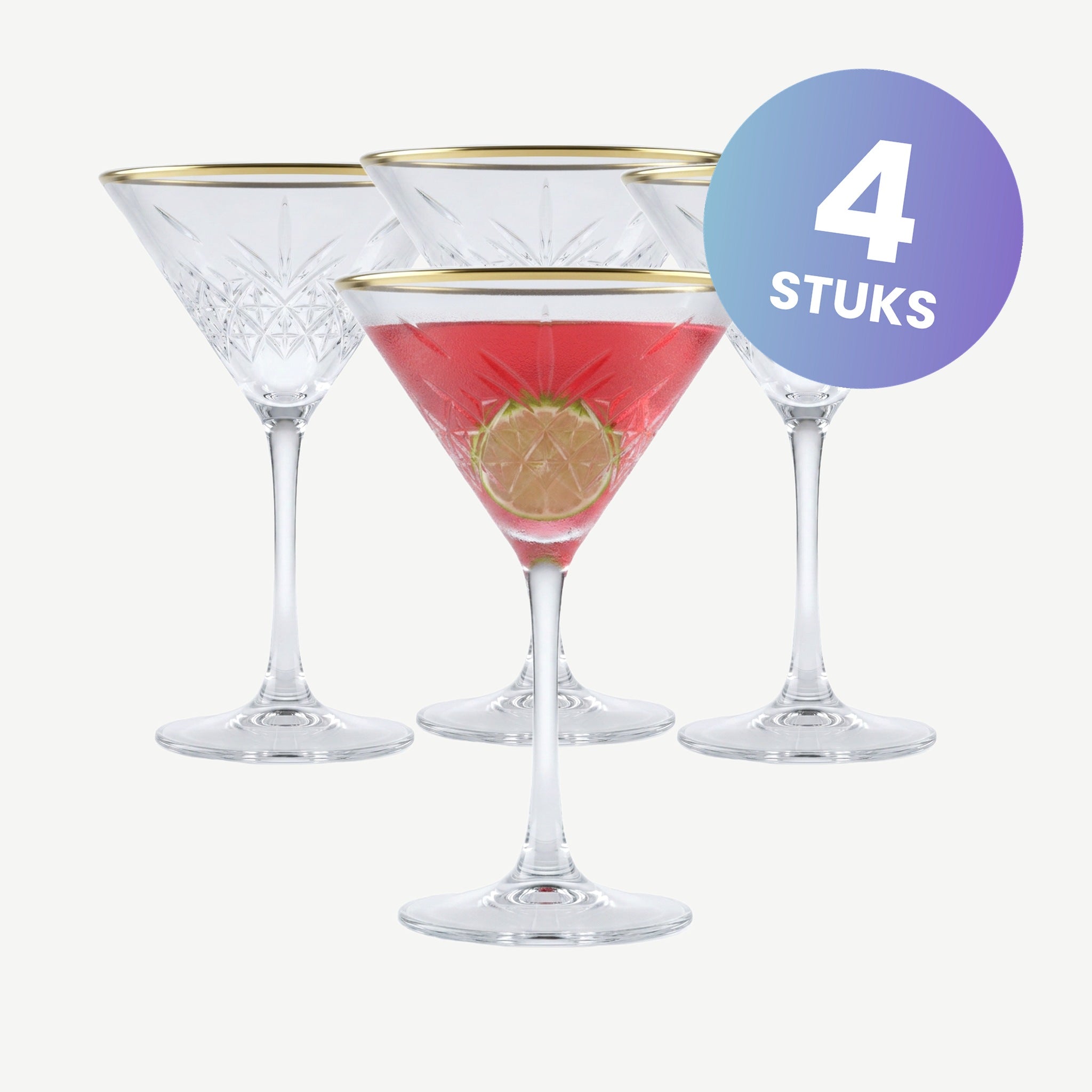 Pasabahce Timeless Martiniglas 23 Cl Gouden Rand - set van 4 glazen