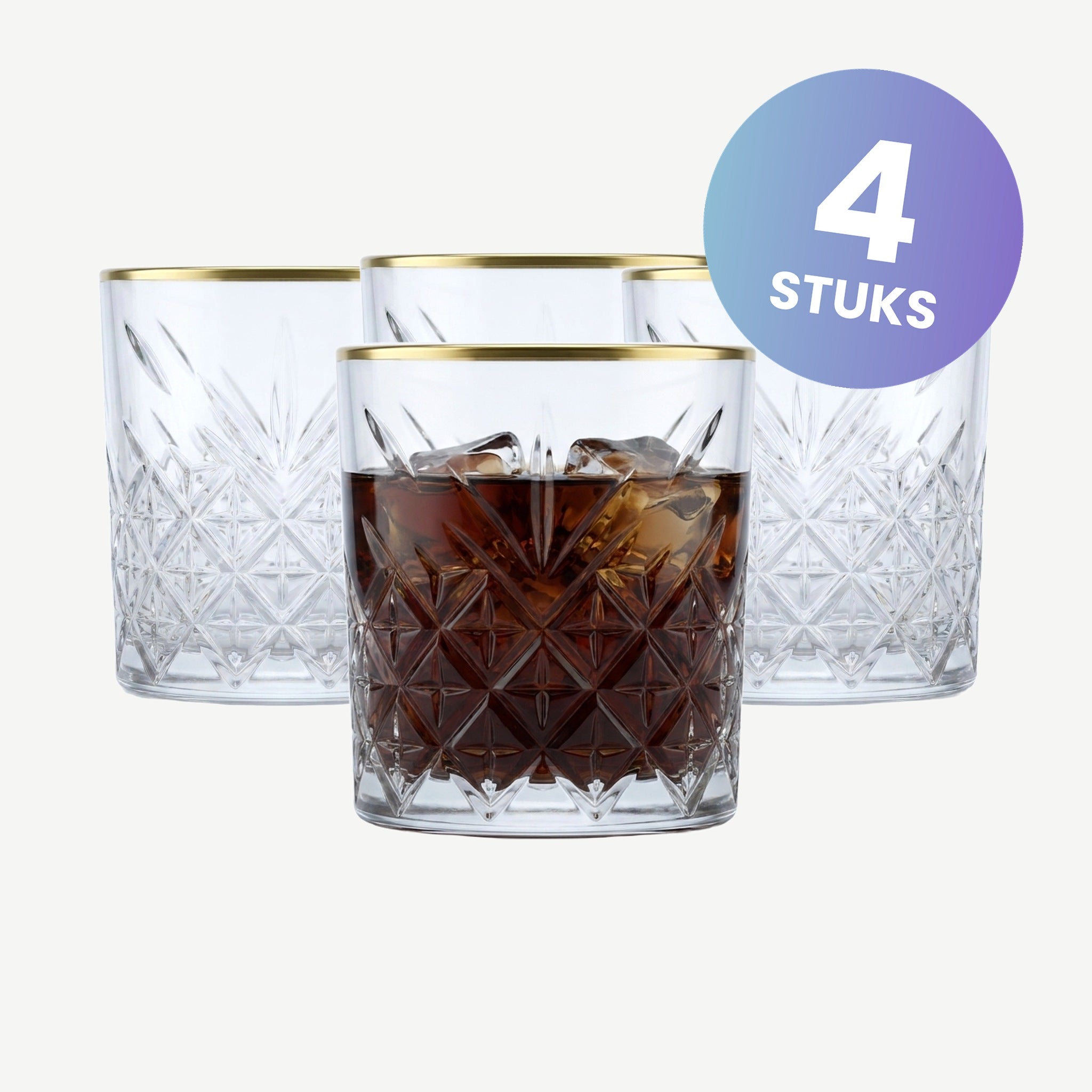 Pasabahce Timeless Tumbler 34,5 Cl Gouden Rand - set van 4 glazen