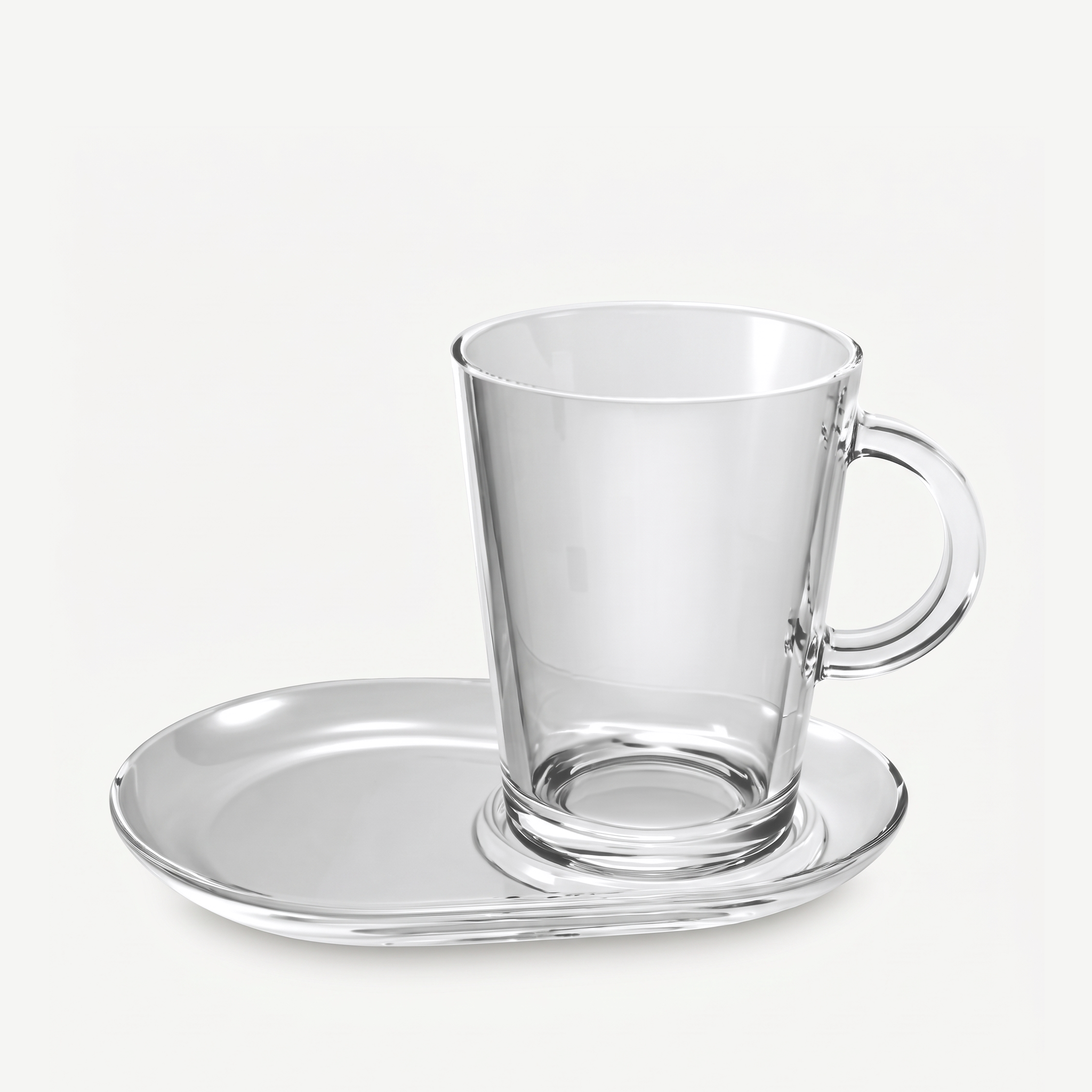 Pasabahce Tribeca theeglas 40 cl leeg met ovale schotel