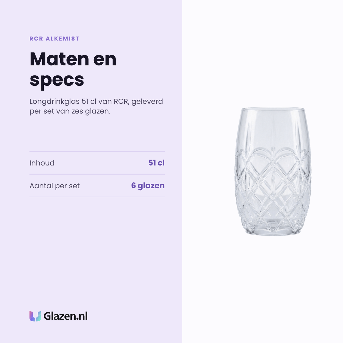 RCR Alkemist longdrinkglas 51 cl specificaties: inhoud 51 cl, set van 6
