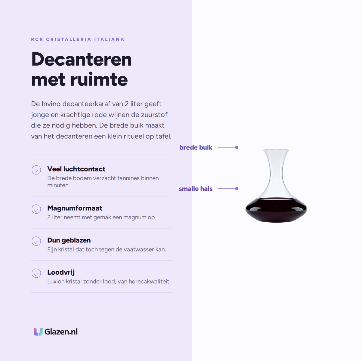 Eigenschappen van de RCR Invino Decanteer Karaf 200 Cl