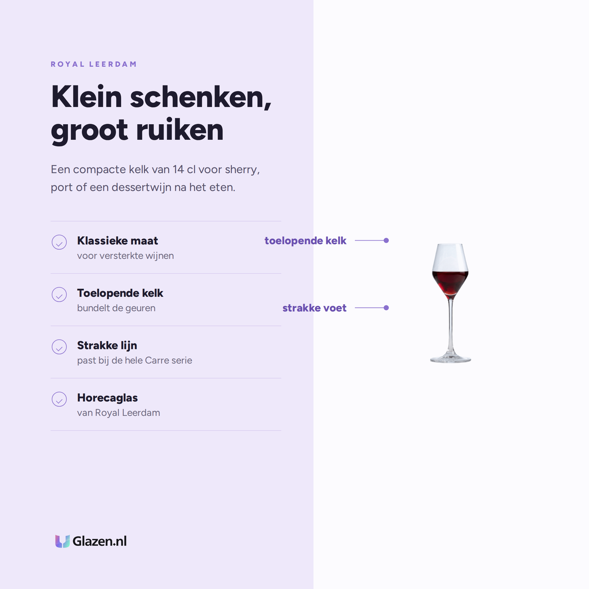 Eigenschappen van Royal Leerdam Carre Sherryglas 14 Cl