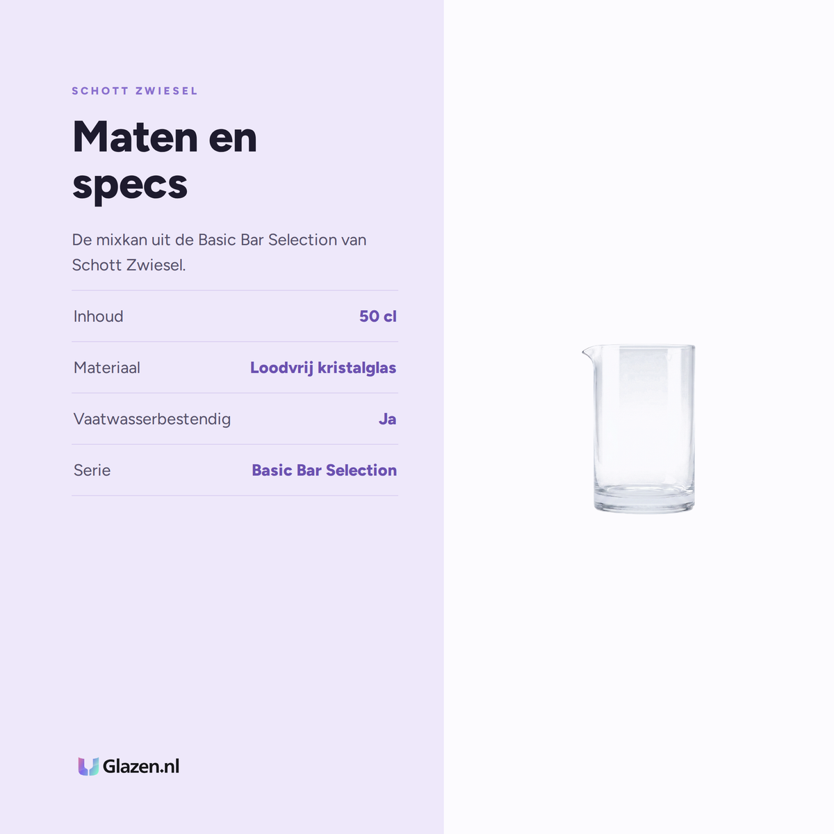 Maten en specs van Schott Zwiesel Basic Bar Selection Mixkan 50 Cl