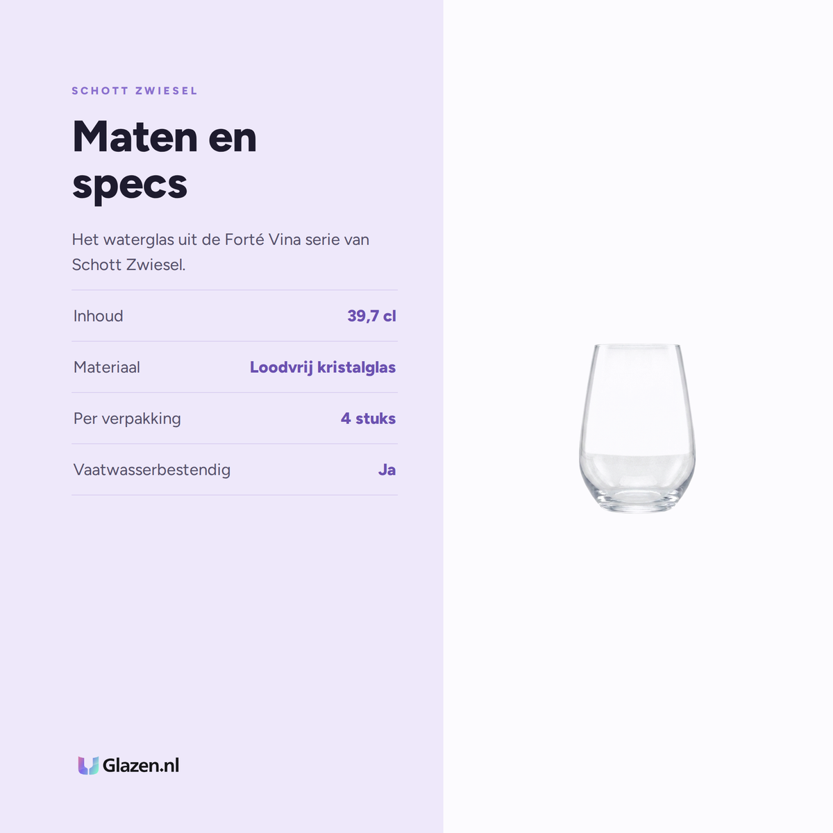 Maten en specs van Schott Zwiesel Forté Vina Waterglas 39,7 Cl