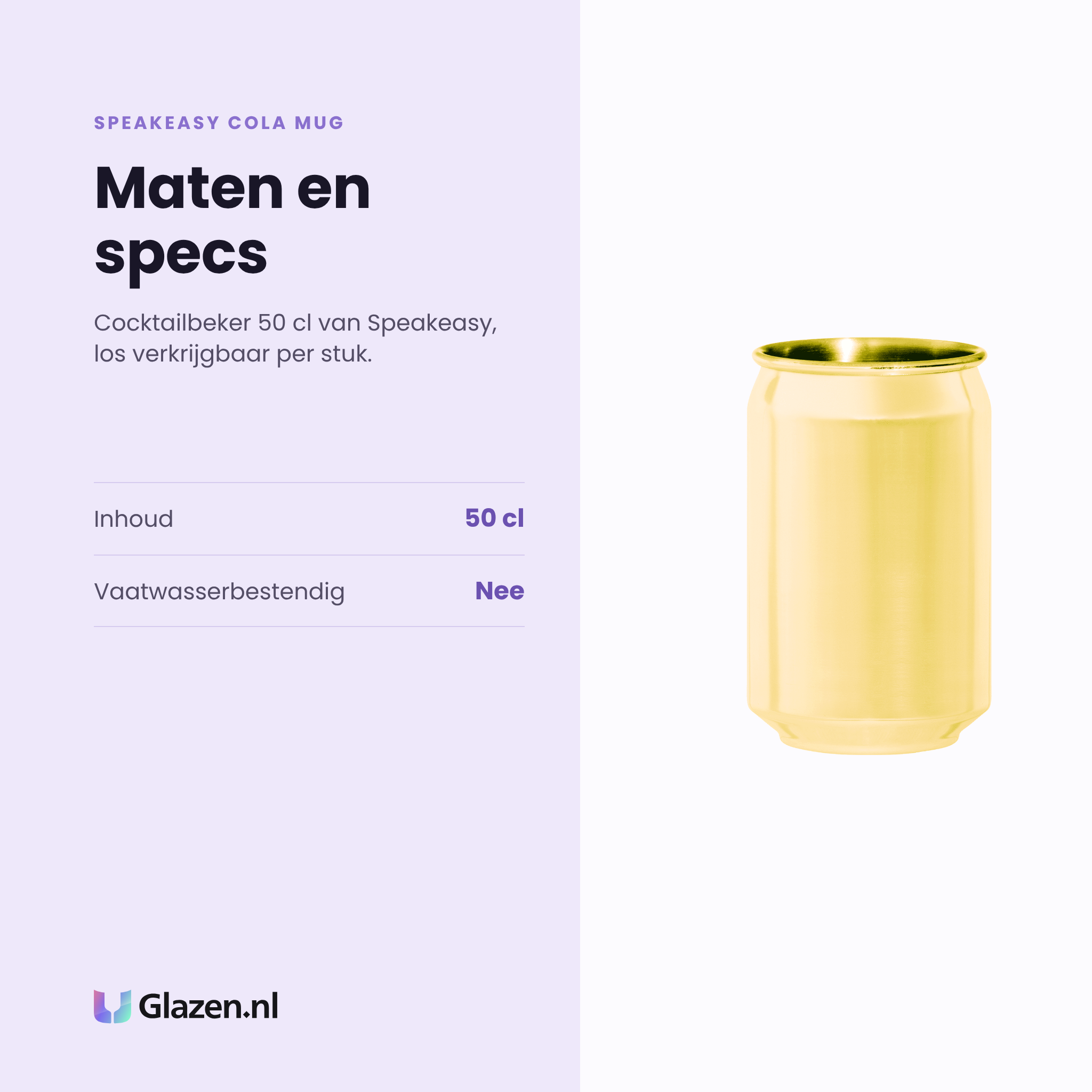 Speakeasy Cola Mug cocktailbeker 50 cl specificaties: inhoud 50 cl, niet vaatwasserbestendig, los per stuk